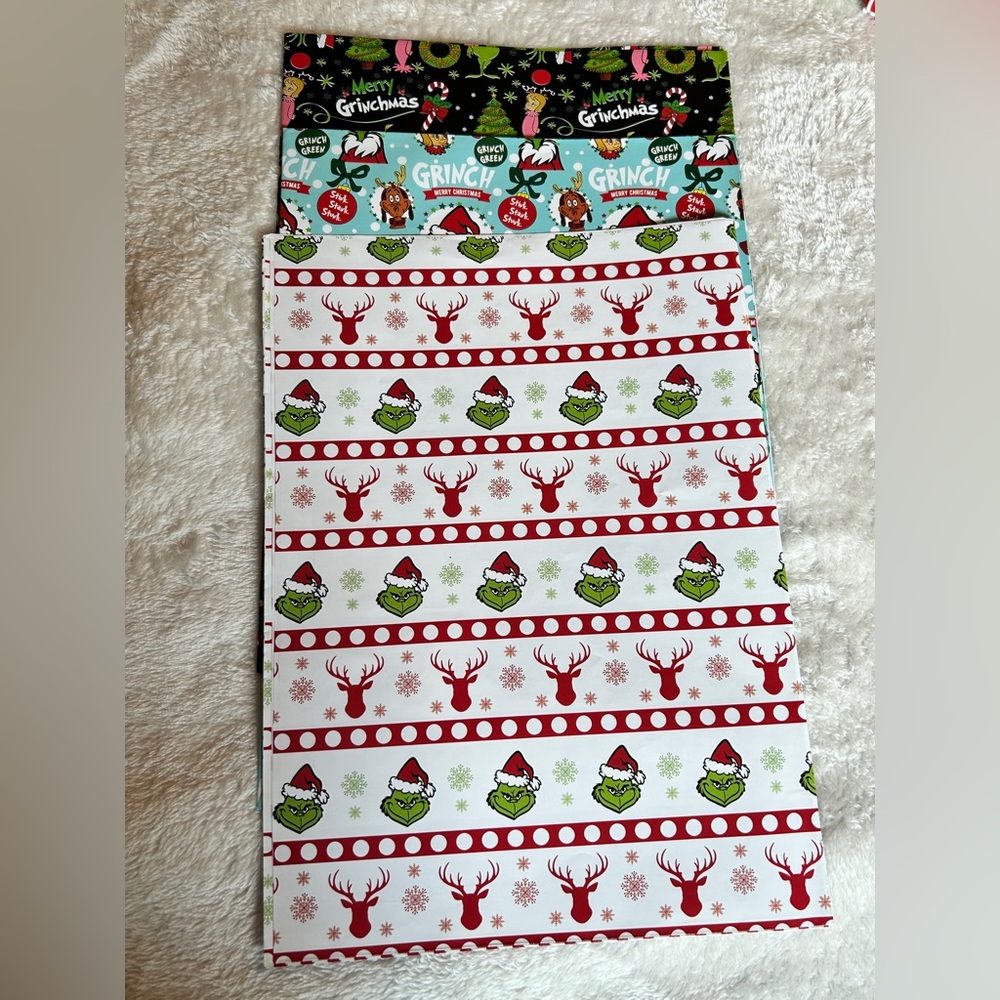 Grinch wrapping paper choose  1 Bundle of 3- 28X40 sheets